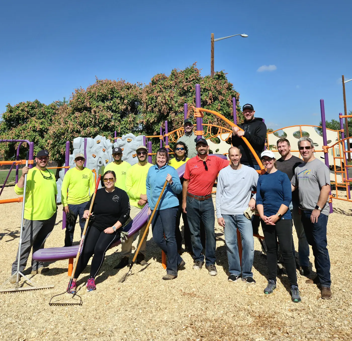 JLS Landscape crew volunteering at community playground event