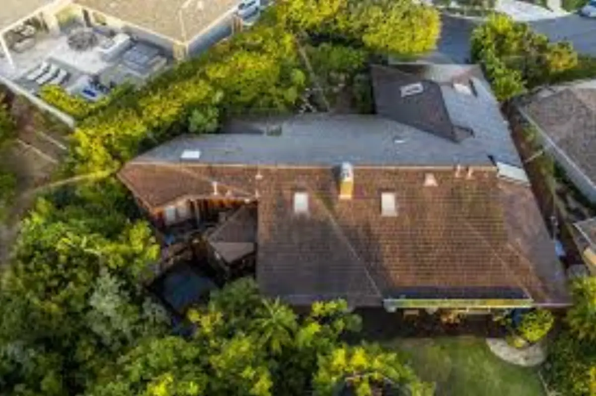 Aerial view of fire mitigation defensible space clearing in Sedalia, Colorado